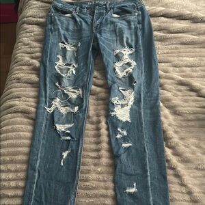 American Eagle Outfitters Blue Skinny Distressed Jeans
